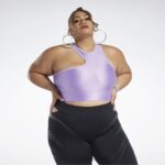 γυναίκες σαστισμένος μωβ Cardi b με έναν ώμο crop tank top (συν μέγεθος) Reebok ND8H461